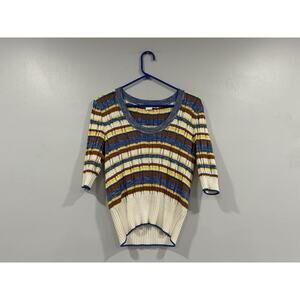 Veronica Beard Multicolor Striped Chantal Pointe Knit Top Medium M